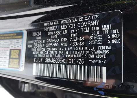 2025 Hyundai Tucson Sel z USA, uszkodzony, nr VIN 3KMJBCDE4SE011726